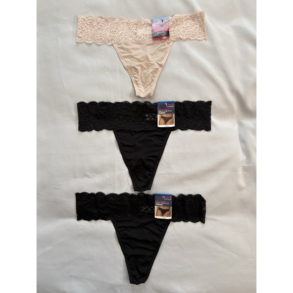Maidenform Other - NEW Maidenform Soft Stretch Lace Thong  Xlarge Thong DMESLT 3 Pair Thongs Multi